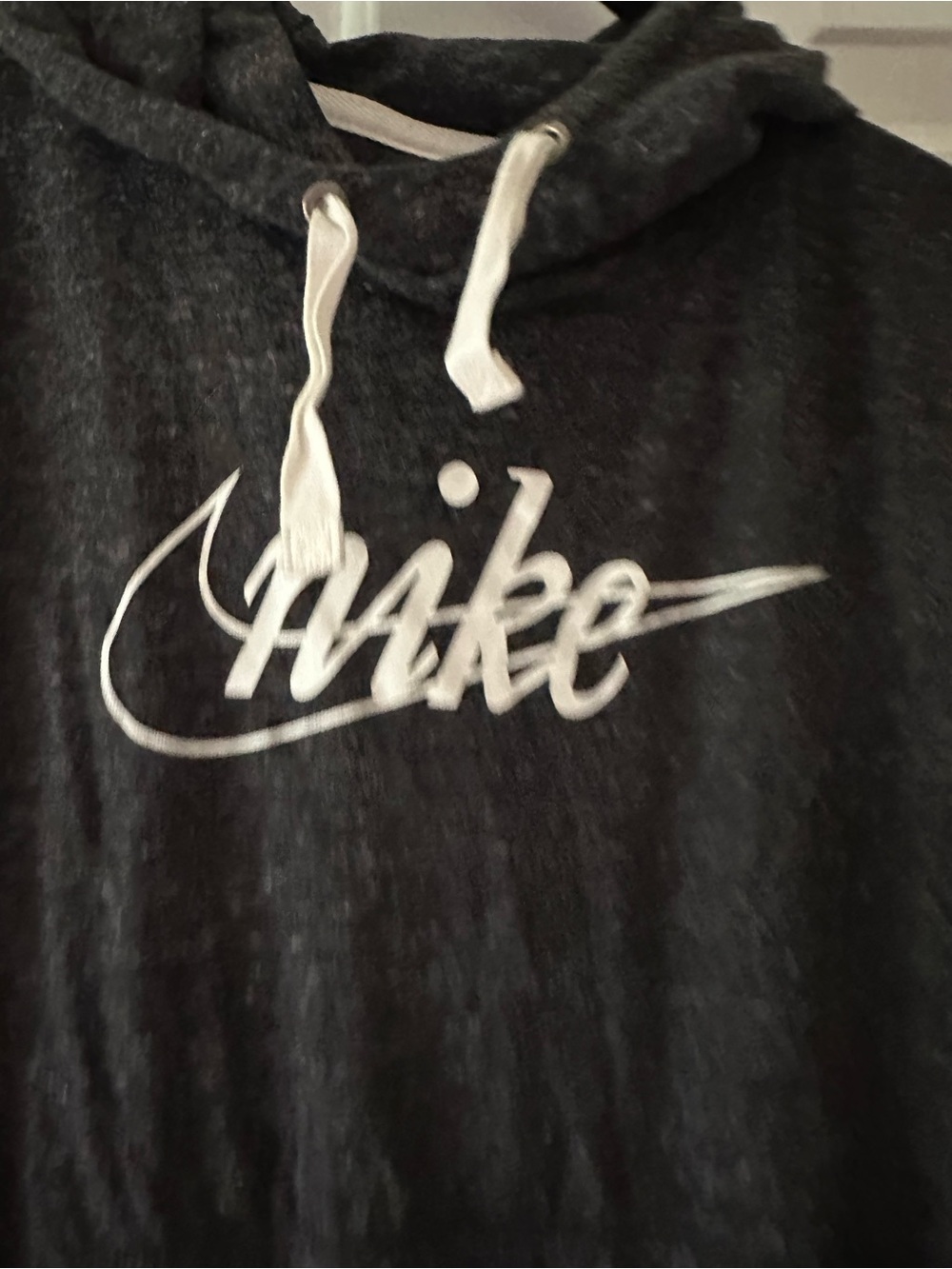 Nike Black Hoodie with White Logo and Drawstrings